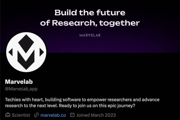 Marvelab's twitter account screenshot